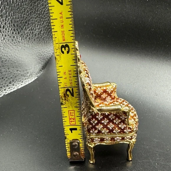 Elegant Gold and Red Miniature Chair Trinket Box - Picture 4 of 6